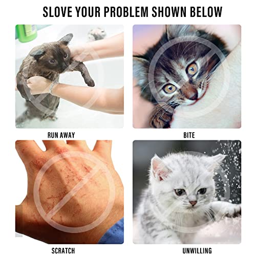 Image of 2 Pieces Cat Bathing Bag Cat Shower Net Bag, Anti-Bite Anti-Scratch Adjustable Breathable Mesh Grooming Carrier Bag for Pets, Bathing, Nail Trimming, Feeding Medicine, Ear Clean (Gray-Blue)