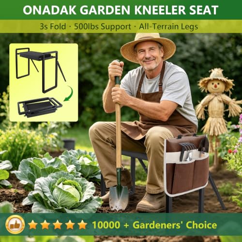 Image of Garden Kneeler and Seat Foldable Gardening Stool with Extendable Legs