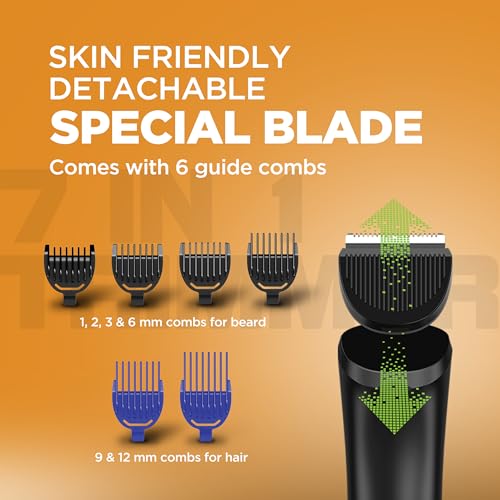 Image of Havells Beard & Hair 7 in 1 Trimmer |2-in-1 Special Blade| Comes with 4 Beard & 2 Hair Combs| Real Time Digital Display| Type C Turbo Charge| No Nicks & Cuts|2 Year Guarantee|BT6661