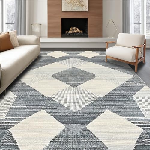 ODIKA Flatwoven High Traffic Area Rug 6x9, Elegant Grey Area