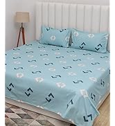 RD TREND Glace Cotton Printed Flat Double Bedsheet with 2 Pillow Covers | 210 Tc Supersoft Double...