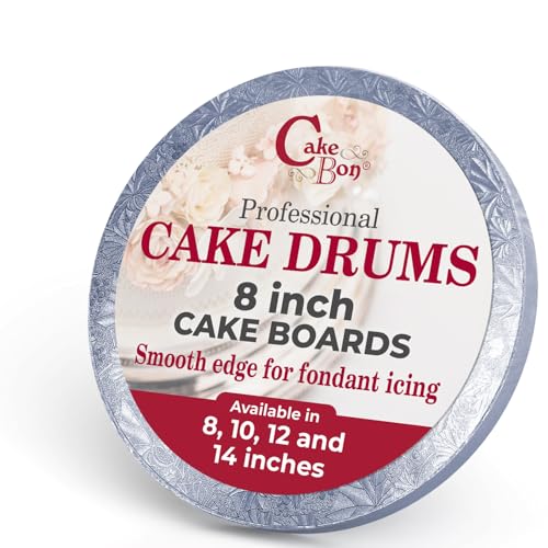Image of Cakebon Cake Boards 8 inch Silver Round Cake Drums 1 /2 inch Thick Smooth Edge 1Pack | 8 Inch Cake Drum, Cake Drums 8 Inch, Base para Pastel, Cake Rounds, Cake Base Board, Cake Boards 8 Inch Round