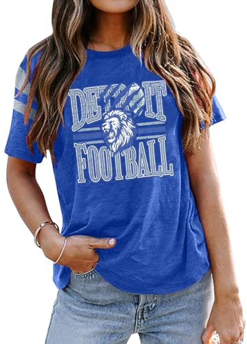 Football Shirt Women Game Day Shirts Football Team Fans Tee Sports Jersey Tops Blue