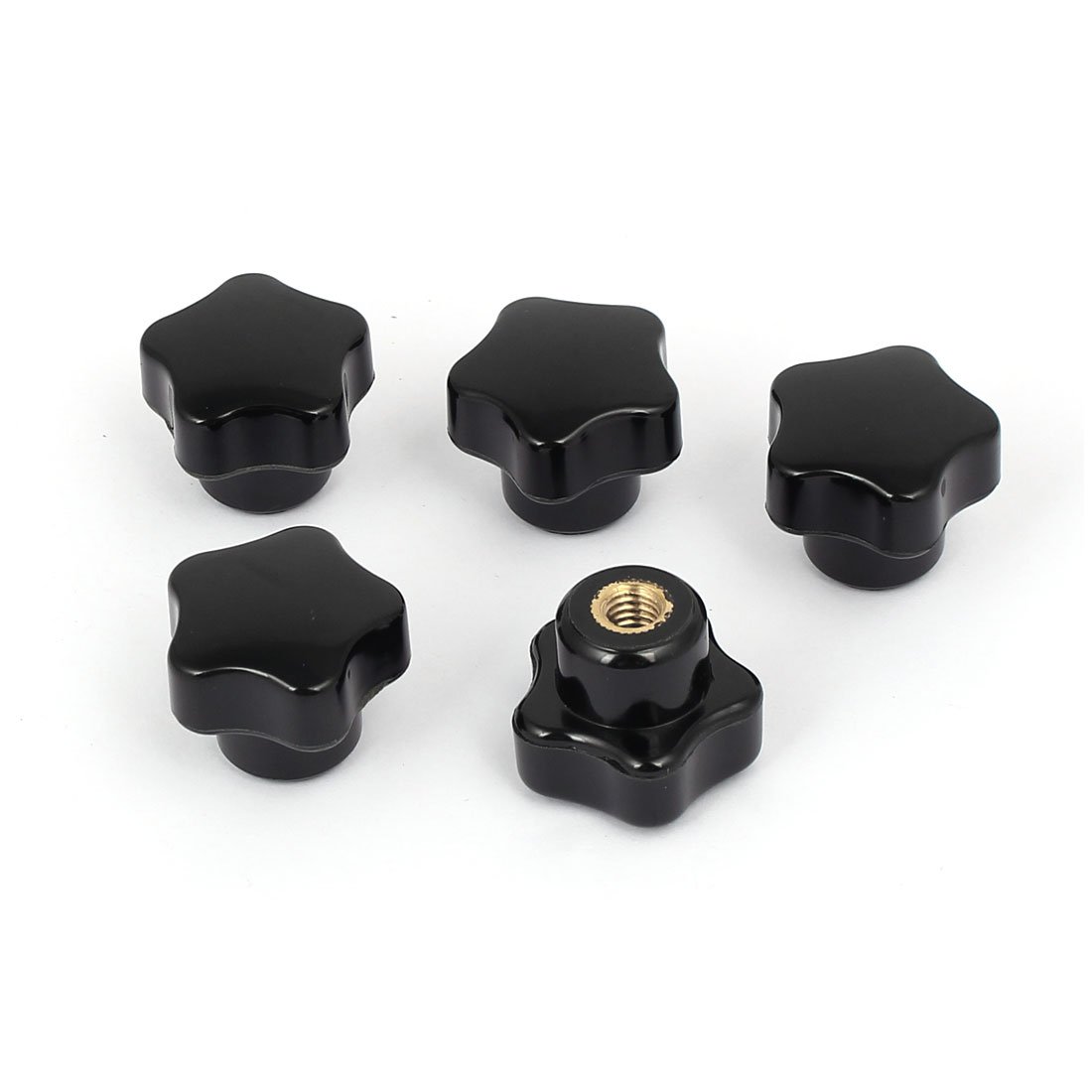 Sourcingmap a16083000ux0565 M6 Female Thread 25mm Plastic Star Head Screw On Clamping Knob Grip Black 5pcs, Set of 5 Pieces