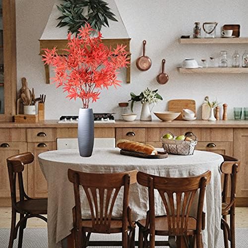 XHXSTORE 3Pcs Artificial Autumn Maple Leaves Shrubs Artificial Autumn Decoration Red Faux Plastic Bouquets Silk Autumn Maple Leaf Bundles for Indoor Outdoor Table Home Kitchen Office Vase Decor