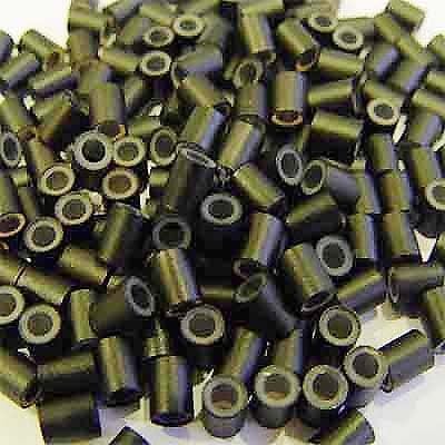 200 PCS 3.5 mm Silicone Lined Copper Micro Tube Rings Links Beads Linkies For I Tip Stick Glue Hair Extensions - Color Black -By Hair De Ville