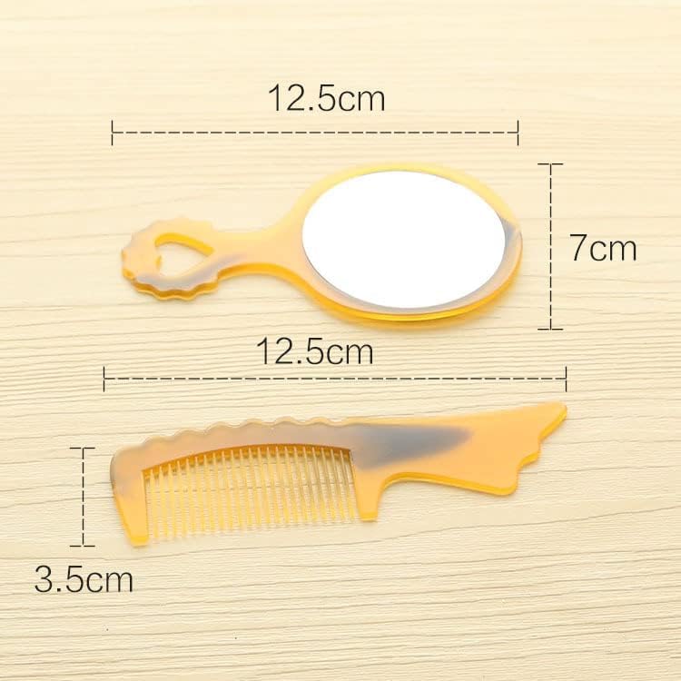 D Moto World DMW 10 Small Brown Plastic Round Hand Mirror Comb Set with Handle, Portable Cosmetic Mirror and Comb Set, Travel Makeup Tools for Women 1