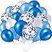 Blue and White Balloons, Blue Confetti Balloons White Balloons Total 90 pcs Latex Party Balloons for Hen Party Wedding Baby Shower Birthday Party Decoration