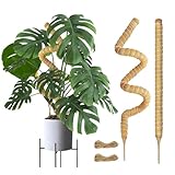 Joyhalo Bendable Moss Pole for Plants, 2 Pack 24 Inch Monstera Plant Support Stakes, Moss Poles for Climbing Plants with Jute Rope, Coco Coir Pole Indoor Plant