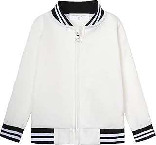 Chaquetas de béisbol de secado rápido para niños, a rayas, cuello alto, ropa deportiva para exteriores para niños y niñas con cremallera