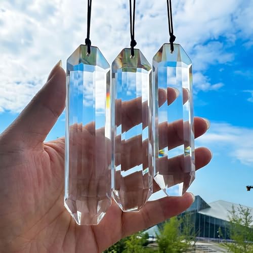 3pcs Crystal Sun Catcher Prisms 4.5'' Large Suncatchers for Window Hanging