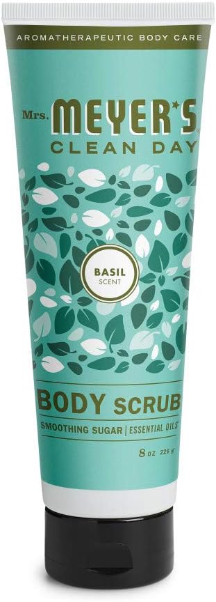 MRS. MEYER'S CLEAN DAY Exfoliating Body Scrub, Sugar Scrub that Leaves Skin Feeling Hydrated & Fresh, Made with Essential Oils, Basil, 8 oz