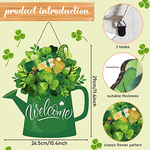Karenhi St. Patrick's Day Welcome Sign Wood Decorations For Home Irish Wreaths For Home Wood Hanging Door Spring Hanging Welcome Sign Favor, Shamrock Style #TOP1