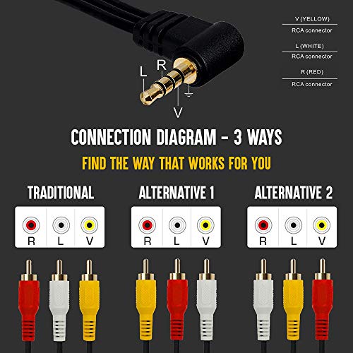 Cmple - 3.5Mm To 3 Rca Camcorder Video Audio Cable - 6 Ft #TOP1