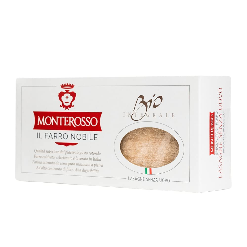 Lasaña de espelta ecológica 4 paquetes de 250g - pasta seca-cereal ecológico - producido en Italia - integral, nutritiva, rica en fibra y proteína - Farro Triticum dicoccum