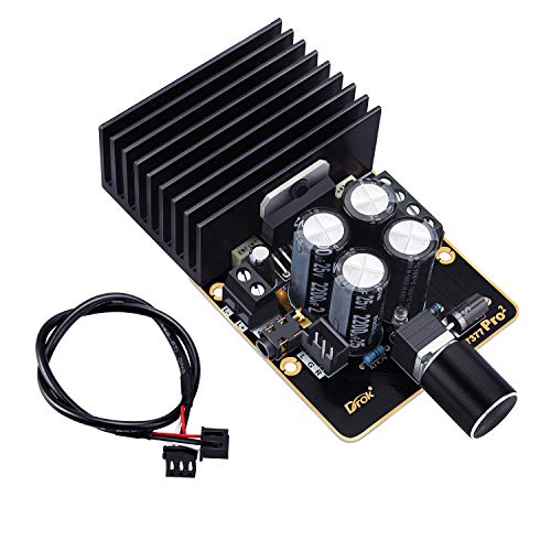 Amplifier Board, DROK Audio Amplify Module Dual Channel 30W+30W TDA7377 pro2 DC 9-18V 12V Class AB Immersion Gold Car Automotive Stereo Speaker Amp Board with Knob and Shielded Cable