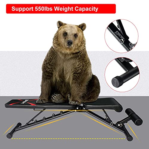 FirstE Adjustable Weight Bench, Portable Strength Training Bench, Flat Incline Decline Full Body Exercise Men/Women Fitness Bench, Foldable Workout Bench for Home Gym Indoor, 550lbs Capacity - Image 6