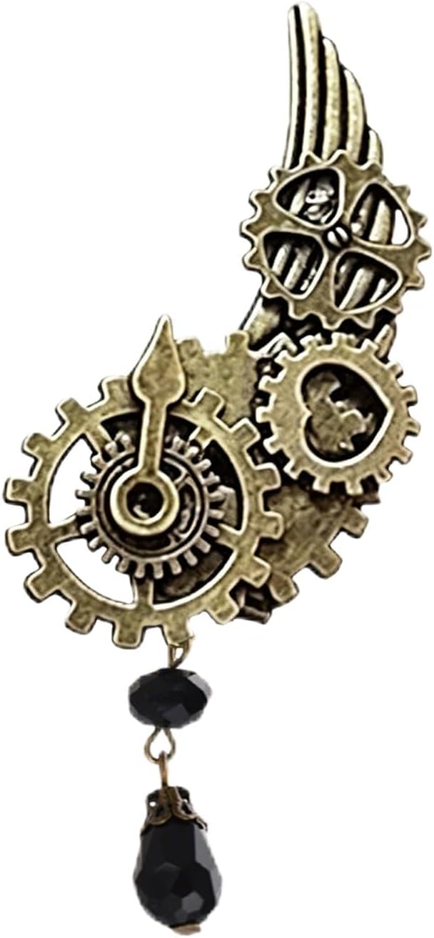 WCRAZYE Vintage Steam Gear Brooch for Women Handmade Punk Personalized Retro Antique Bronze Steampunk Gear Lapel Pin Halloween Costume Jewelry image 5