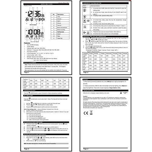 Heqiao Digital Wall Clock Battery Operated,Digital Clock,Desk Clocks With Backlight,Temperature,Humidity Day And Date,Snooze,12/24H Digital Alarm Clock For Bedroom,Home,Office #TOP6