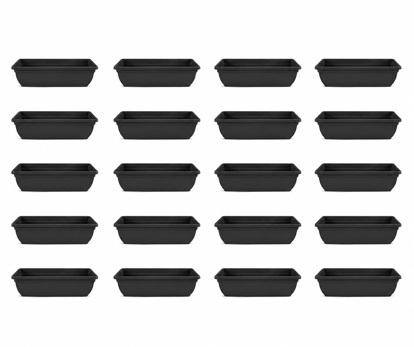 Muddy Hands Large 60cm Black Trough Planters – Plastic Window Box Plant Pots for Outdoor Garden, Balcony, Patio & Herb Flower Growing Containers – Strong Weather Resistant Rectangular Planters (16)