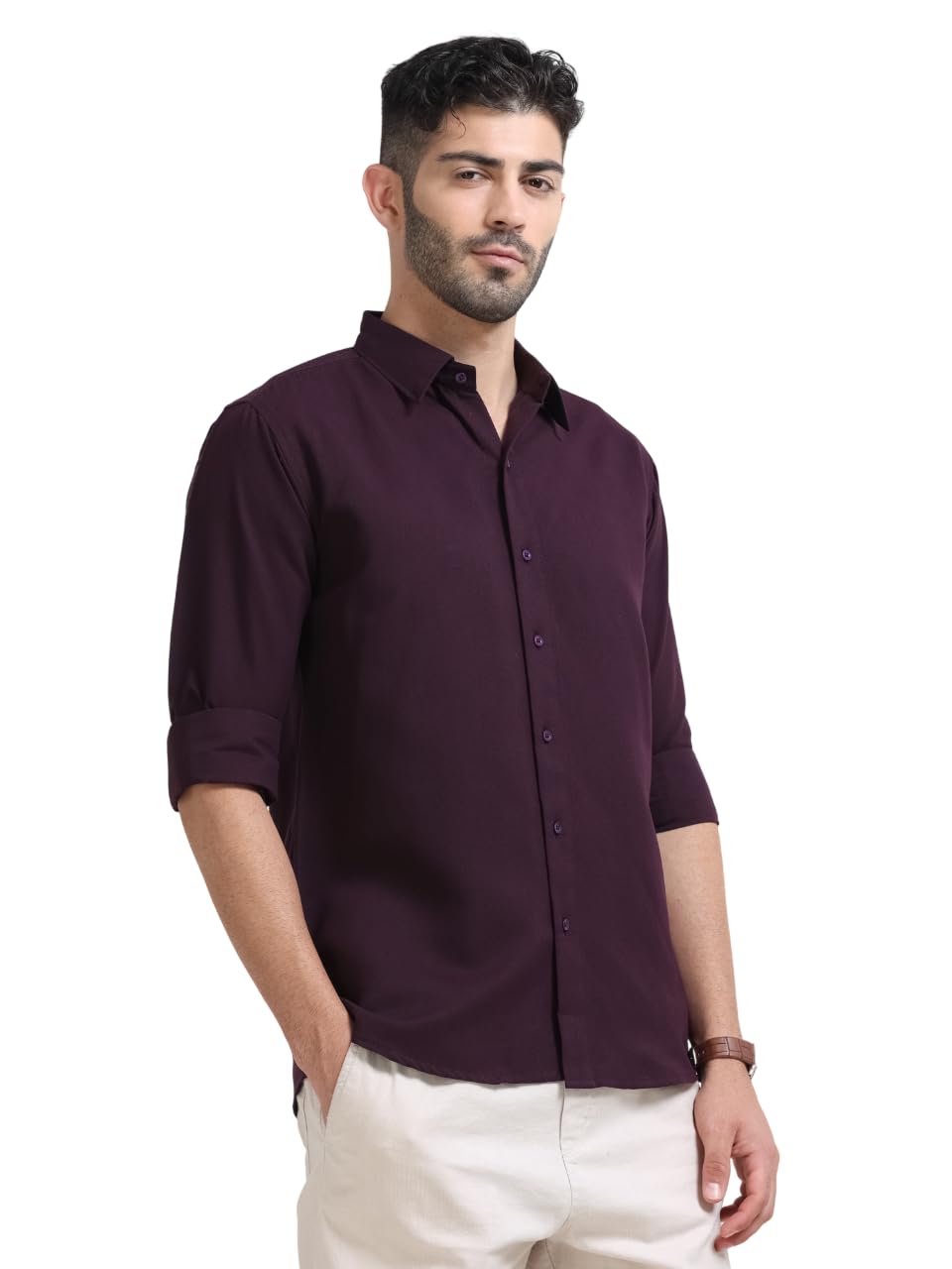 Men's Solid Casual Shirt, Cotton Blend, Regular Fit, Spread Collar, Full Sleeve, Button Closure Perfect for Casual & Office Wear-picture-16
