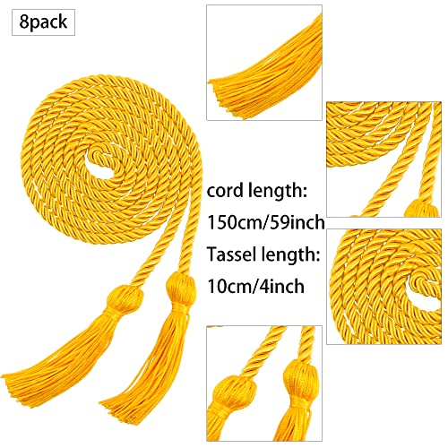 Image of Trounistro 8 Pieces Graduation Cords Yarn Honor Cords with Tassel for College Graduation Students (Gold)