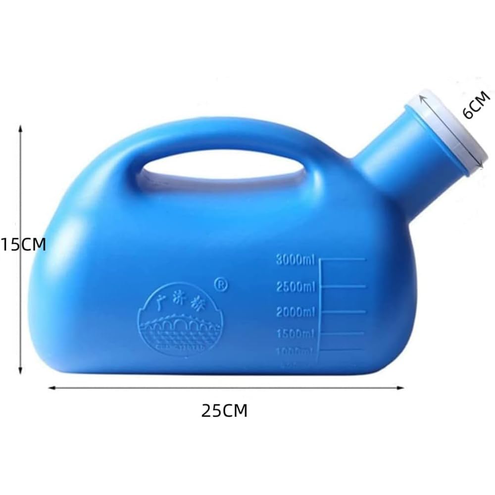 Urinario portatil hombre,orinal adulto con tapa a prueba de fugas,urinario 3000ml para Hospitales,Viajes Camping -azul