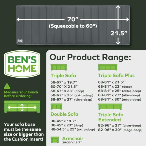 Image of BEN'SHOME Couch Cushion Support Board, Fix Sagging Sofas | 60-70 inch x 21.5 inch | Thick 0.5״ Solid Wood Boards Under Cushions with Anti-Slip Fabric to Repair Sagging Sofa Springs, Worn Couches Replacement