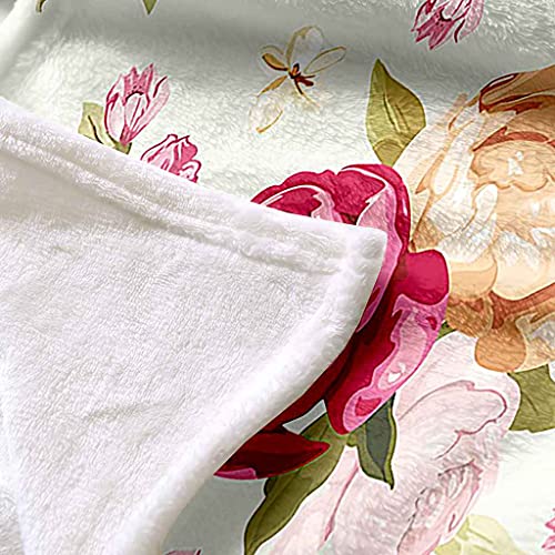 Couverture flanelle fleurs rouges douce pour lit et canapé - 6