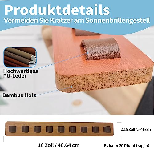 FINDAMAZE Brillenaufbewahrung mehrere Brillen Holz, Sonnenbrillen Organizer Wandmontage, Brillenständer/Brillenhalter zum Aufhängen der Brille, Als Haus Dekor Brillen-Display, Holz