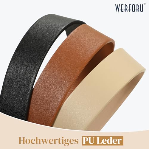 WERFORU 3 sztuki damskich skórzanych pasków do dżinsów, spodnie, modny pasek w talii, damski ze złotą klamrą, 100cm(Passt Taillengröße 73-87cm)