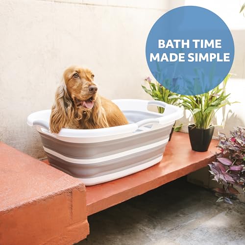 Smoochie Estação de lavagem de banheira 2 em 1, banheira dobrável e portátil para cães, gatos tomand