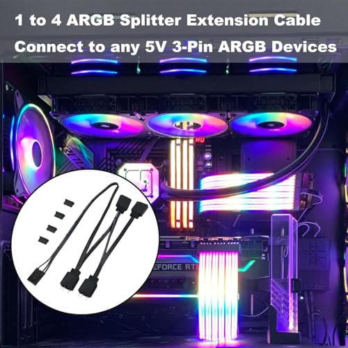 TERNCOEW Adaptador ARGB 4P de 4 pines a 5 V y 3 pines ARGB para fuente de alimentación estable HDLL120 y control LED para PC para juegos - imagen 3
