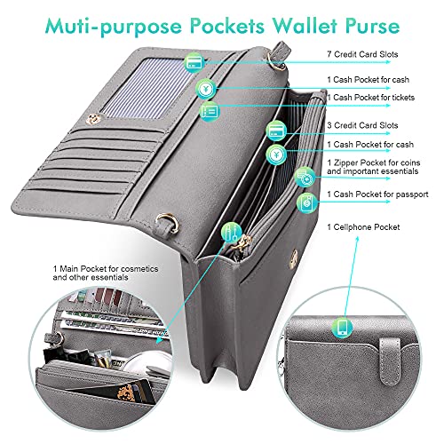 Image of nuoku Women Small Crossbody Bag Cellphone Purse Wallet with RFID Card Slots 2 Straps Wristlet