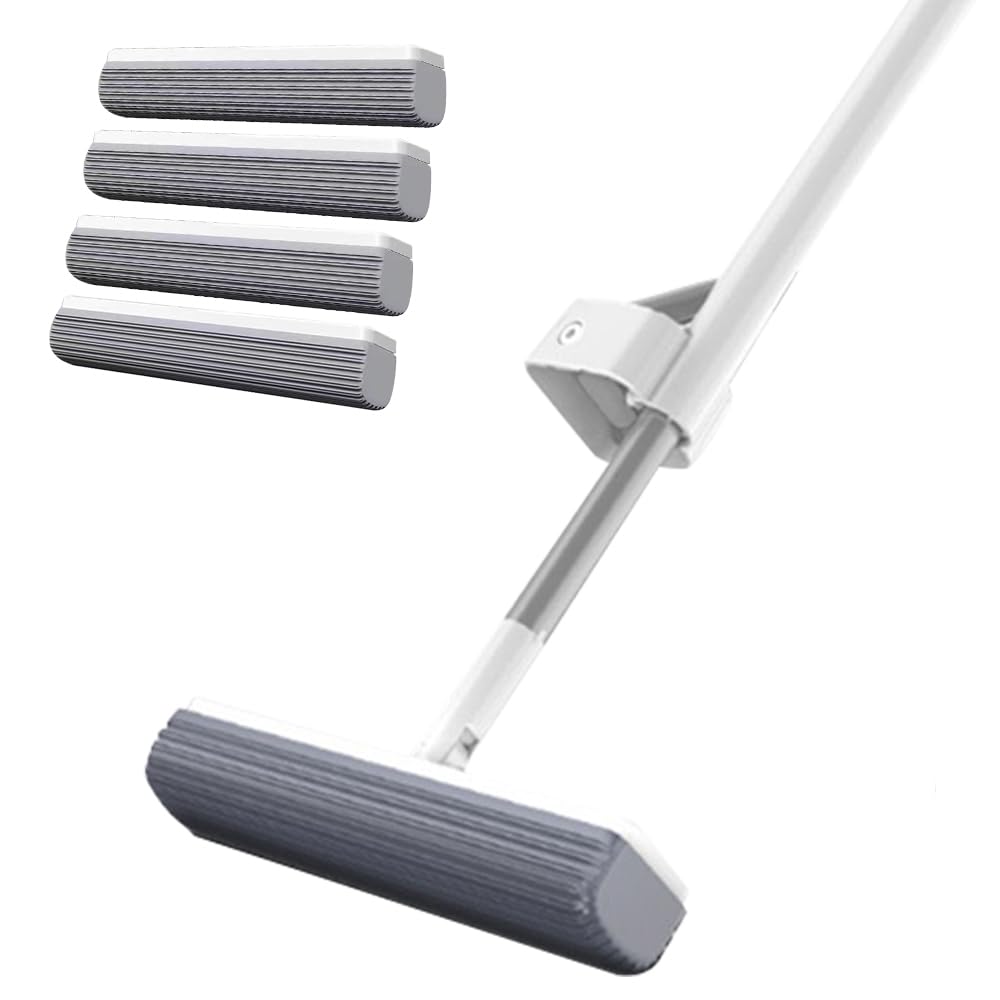 Mopas de esponja autoescurridas para limpieza de suelos, fregonas de esponja con rodillo autolavado, fregonas de esponja autosuficientes, fregonas de piso manos libres para cocina y baño (fregona, con