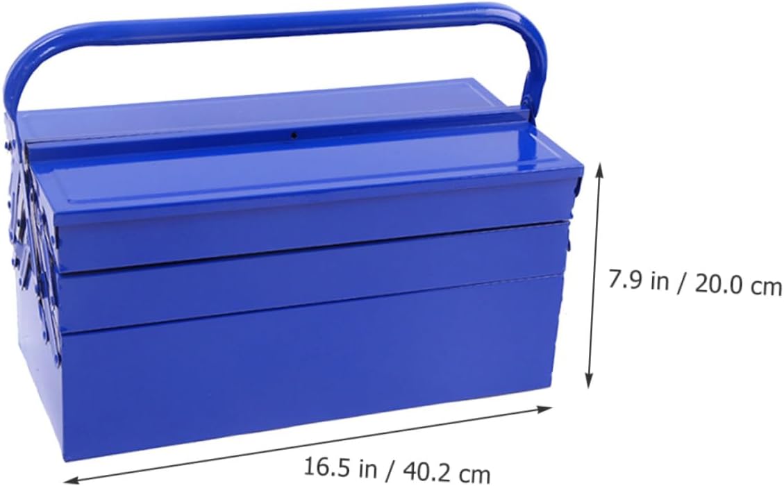 Large Metal Tool Box 3-layer Portable Iron Toolbox with Handle, Multi-purpose Tool Organizer and Storage Container for Mechanics, Electricians, and Home Use (420x200x200mm)