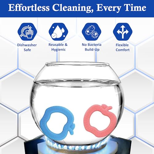 Image of MamaLaps Soft Silicone Baby Teether, Silicone BPA Free Teethers for Newborn Infant, Teething Toy for Babies with Textured Surface for Soothing Gums (Pack of 1, Apple-Blue)