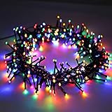  OUSFOT LED Lichterkette Bunt für Innen & Außen Lichterkette strombetrieben 300 LEDs 8 Leuchtmodi für Hochzeit Party Garten