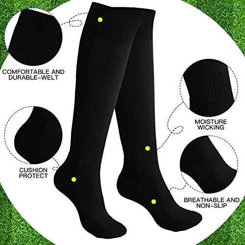 Handepo 4 Pairs Softball Sock Baseball Socks White Black Soccer Knee High for Men Women Adults Athletic Football Sports3