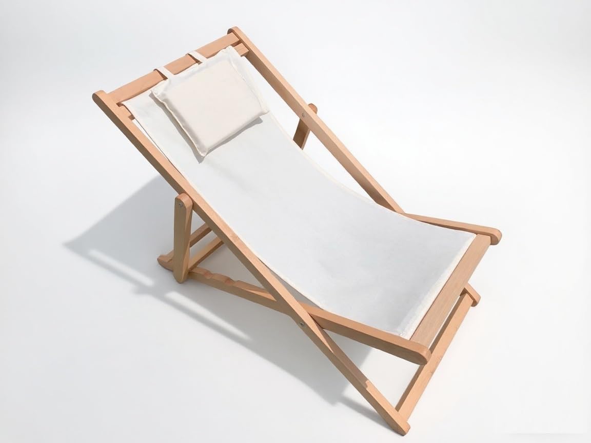 2 chaises Longues en Bois avec Toile réglable pour la Plage ou la Piscine