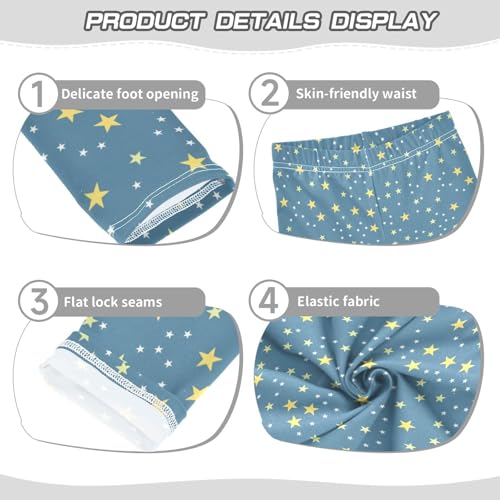 Star and Night Sky Pattern Girls Leggings,Workout Leggings for Girls Toddler Athletic Leggings Size for 3-10T3