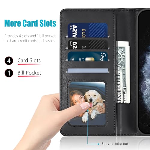 Kuafcase Compatible for iPhone 11 Pro Max Case with 4 Card Slots Magnetic Closure Kickstand Shockproof Protective Phone Case Compatible for iPhone 11 Pro Max - Image 2