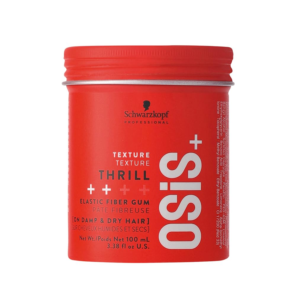 Schwarzkopf Professional Osis+ Thrill Elastic Clay Hair Styling Fibre Gum I Enhances Defination And Shine I Easy To Apply And Wash I Vegan | Tames Frizz And Fly Aways | 100 Ml.