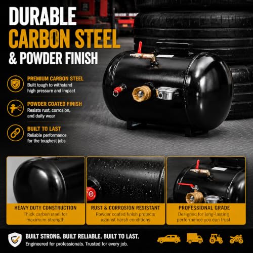 Image of XtremepowerUS 5 Gallon Tire Bead Seater Blaster with Pressure Gauge, Air Tire Inflator Seating Tool for Tubeless Tires, Carbon Steel Air Tank for Car, Truck, Tractor, ATV & Heavy Equipment