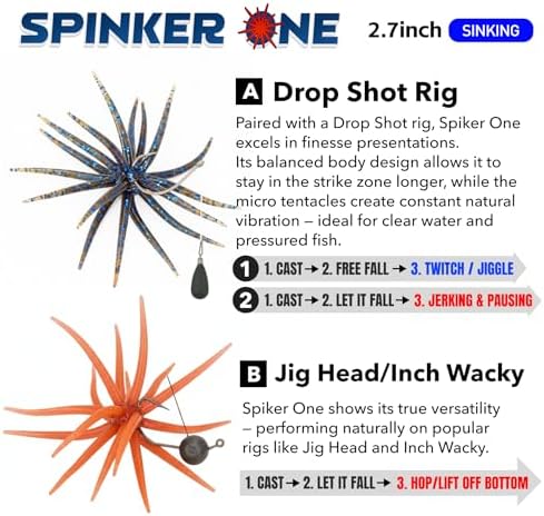 Tentacle Creature Lure, Japanese Style Soft Plastic Baits for Bass Fishing - for Drop Shot, Wacky Rig/Neko Rig and Finesse, Slow Sinking, Soft Bait by Velrifya (09-Okeechobee Craw, 2.7-INCH) - 3