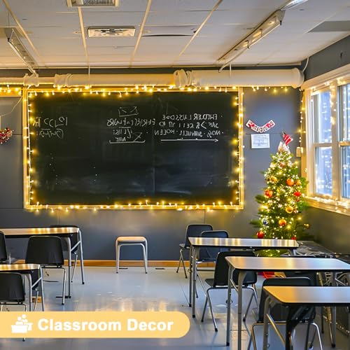 JMEXSUSS Connectable Warm White String Lights Indoor Bedroom, 8 Modes Christmas String Light Plug in Classroom Lights, 33ft 100 LED Fairy Twinkle Light Outdoor for Classroom Christmas Tree Decor - Image 5