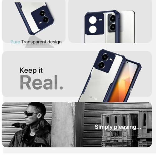 Image of Pikkme iQOO Z8 5G Back Cover | Crystal Clear Transparent Back | Ultra Hybrid | Full Camera Protection | Raised Edge | Bumper Back Case (Blue)