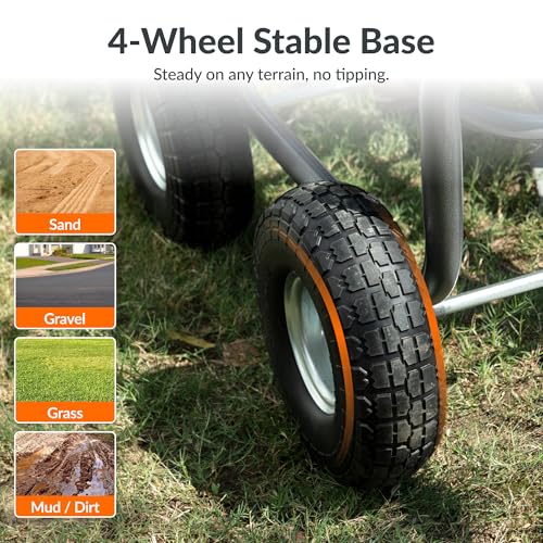 Image of Giraffe Tools Garden Hose Reel Cart with Wheels,250FT 5 /8 inch Hose Capacity