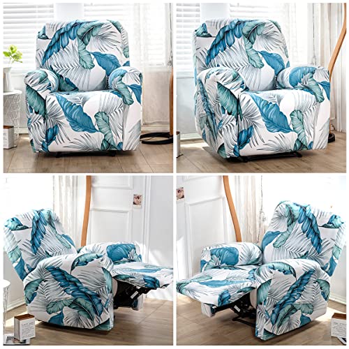 Ghopy 4pcs Recliner Sofa Slipcover with Pocket Stretch Sofa Cover Elastic Sofa Protector Printed Reclining Lounge Chair Covers for Single Seat Couch(leaves) - Image 2