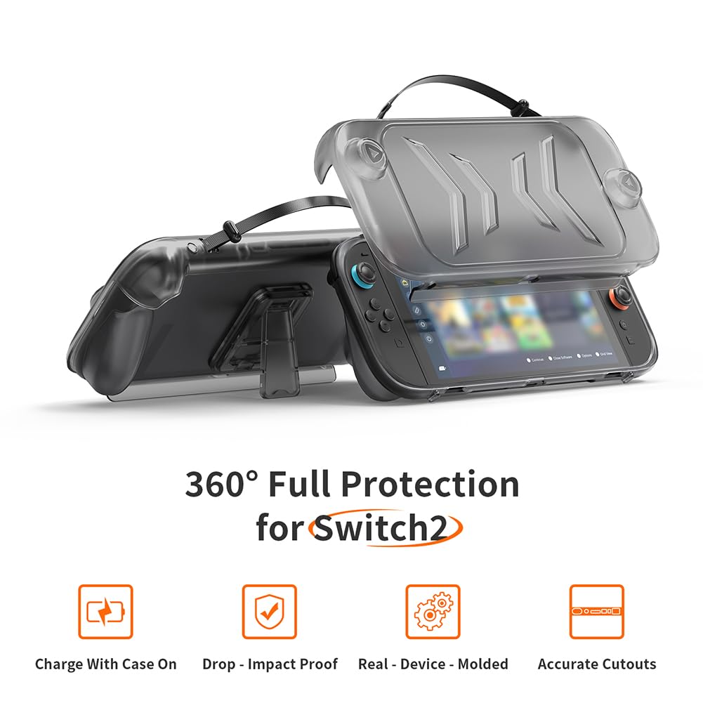 Custodia durevole in TPU e ABS per Switch 2 con supporto Protezione completa antiurto antigraffio Gaming Shell